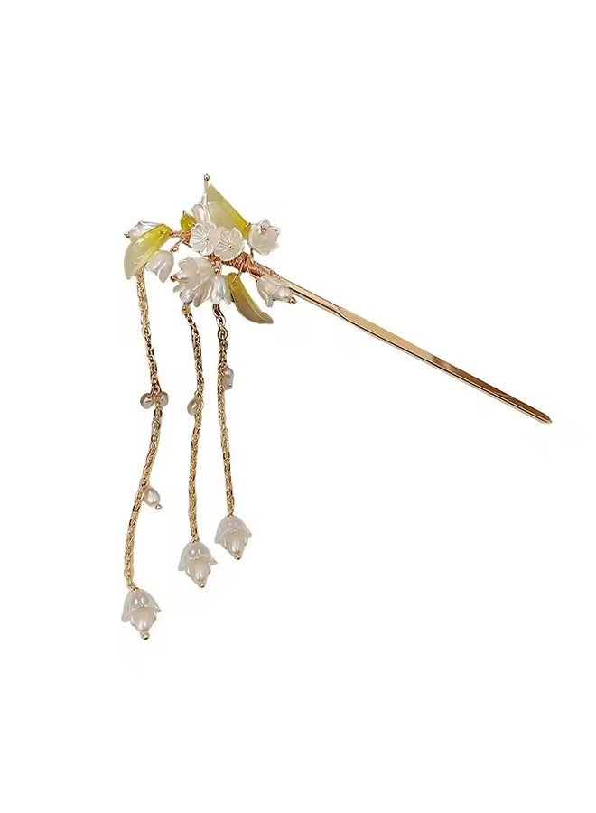 YJ Tassel Hairpin Female Pan Hair Palace Lamp Hair Ornaments Convallaria Orchid - Image 4